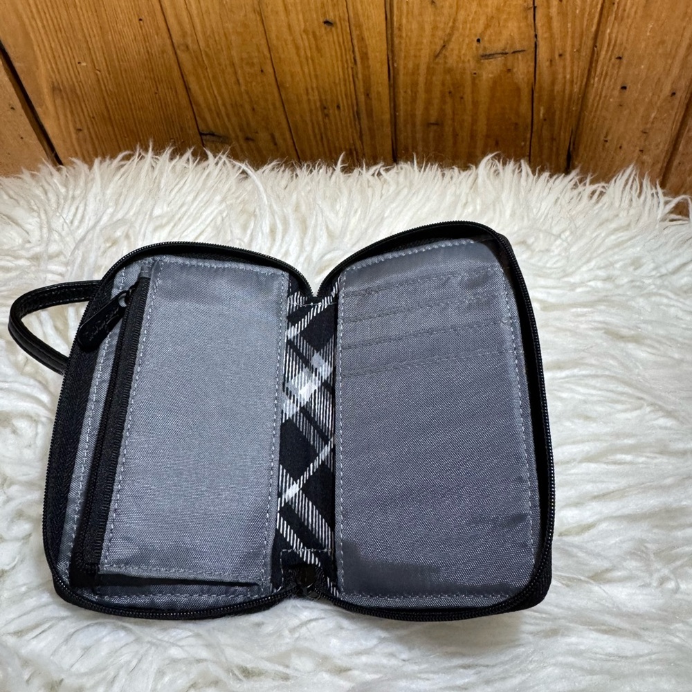 Thirty-One Timeless Wristlet Black Plaid Multi-Pocket Clutch - Picture 7 of 8